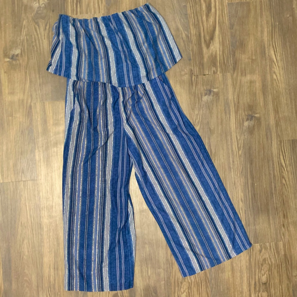 Women’s Strapless Pant Stripe Jumpsuit
